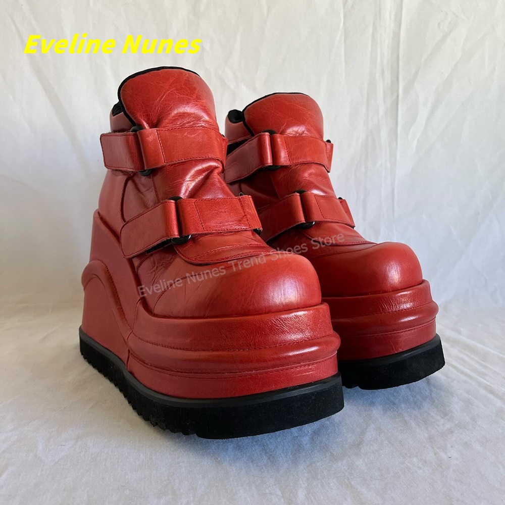 Women'S Shoes Red Bottoms - Czerwone botki na koturnie w stylu