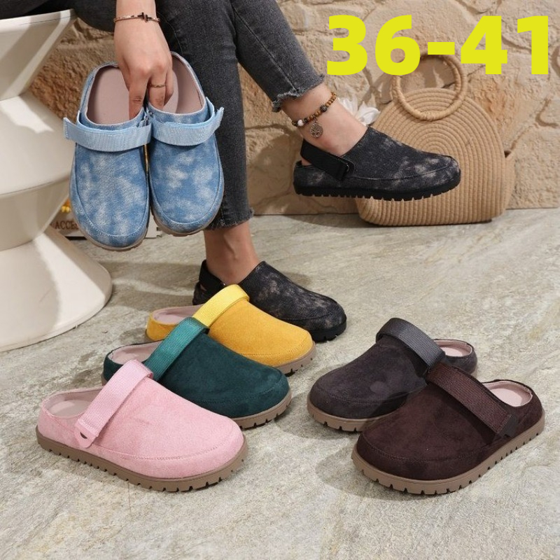 Slip On Mule Flat - Nowe damskie mule z zamszu, wielokolorowe,