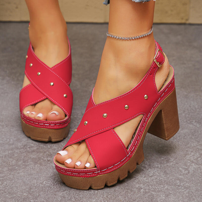 Women Shoes Formal - Vintage Sandały Gladiator z Wysokim Obcasem