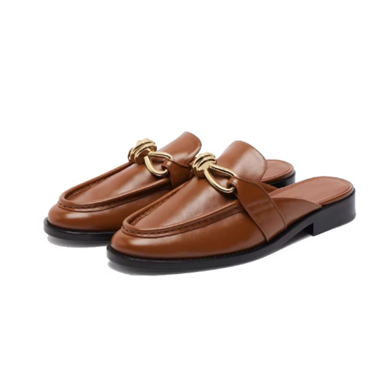 Metalowe klamry, półbuty damsk – Slip On Mule Flat recenzja i cena