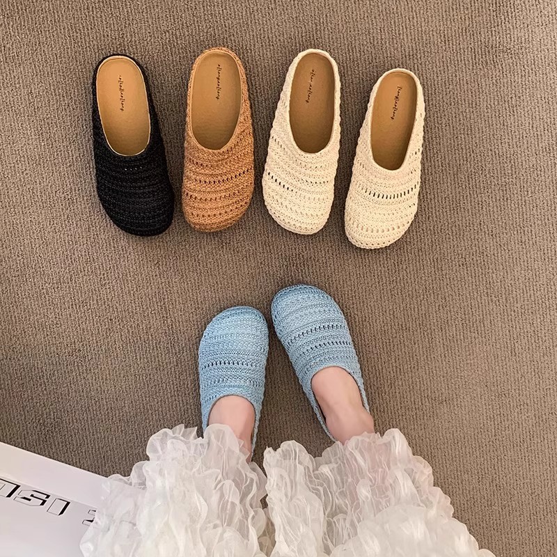 Damskie klapki z rafii, tkane, – Slip On Mule Flat recenzja i cena
