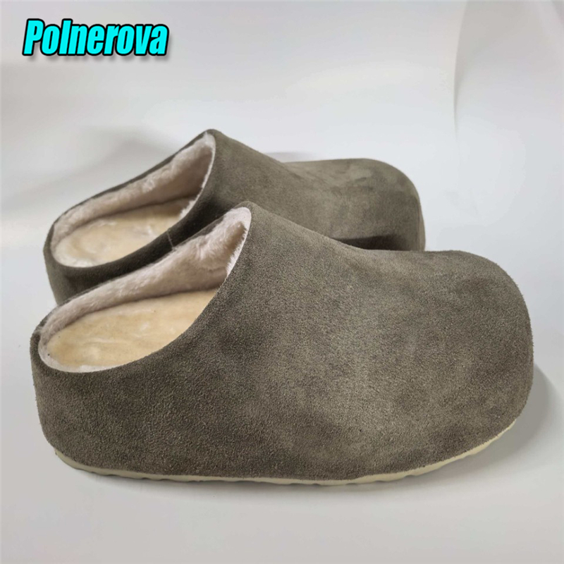 Zamszowe, puszyste, grube kapc – Slip On Mule Flat recenzja i cena